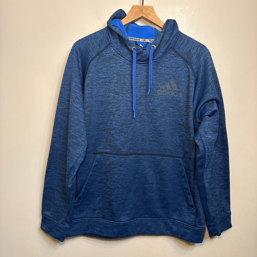 Adidas Men's Climawarm Hoodie Pullover Sweatshirt Blue Space Dye Size Large
